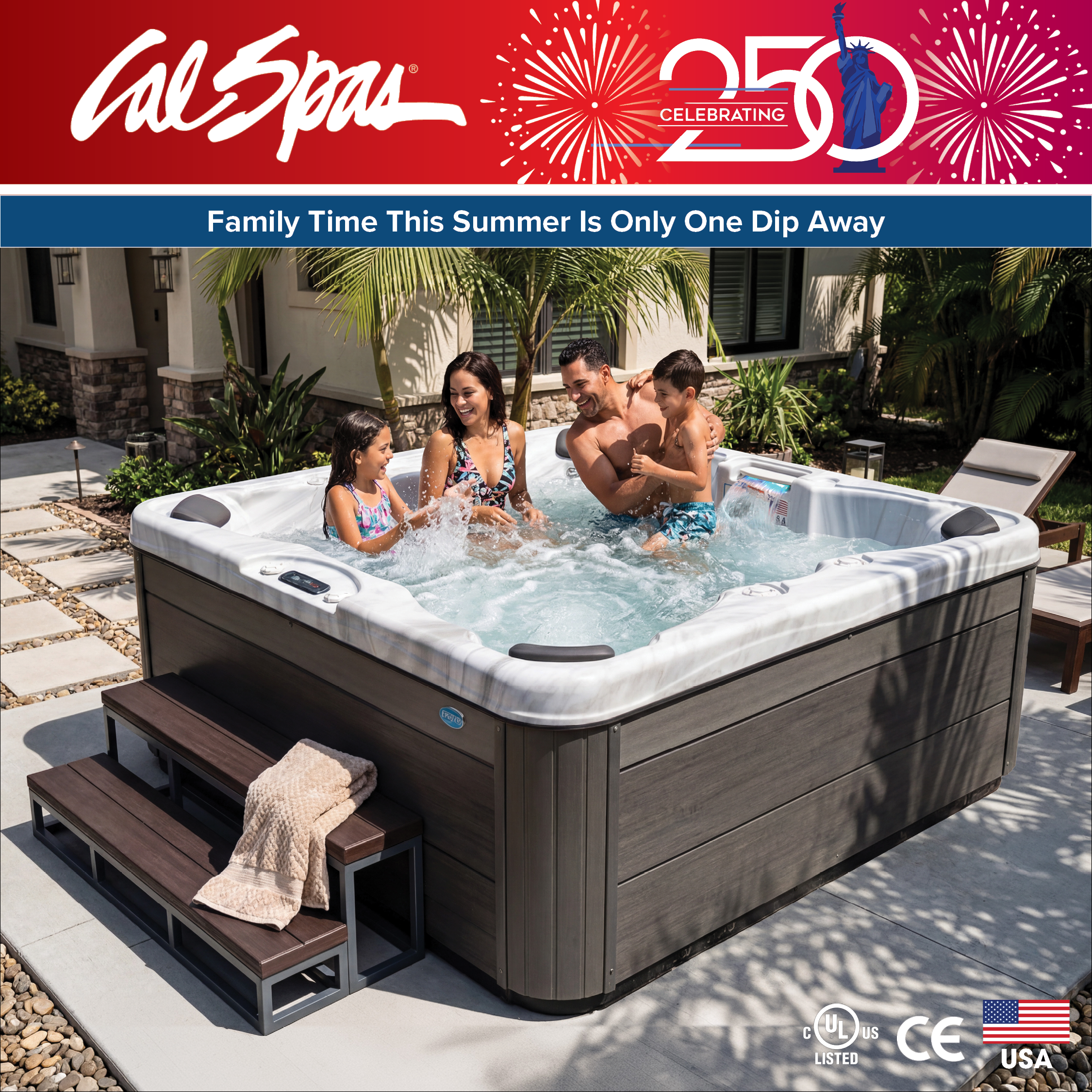 Calspas hot tub being used in a family setting - Leesburg